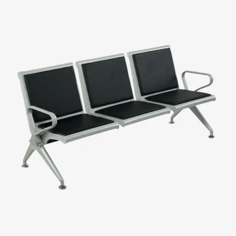 Banc d’accueil 3 places – Siège de salle d’attente en métal avec coussins