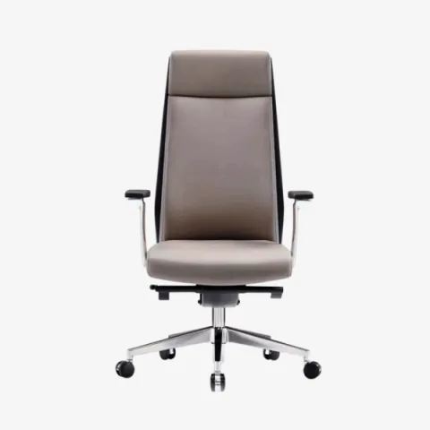 Fauteuil de direction professionnel – Siège en cuir avec roulettes et accoudoirs
