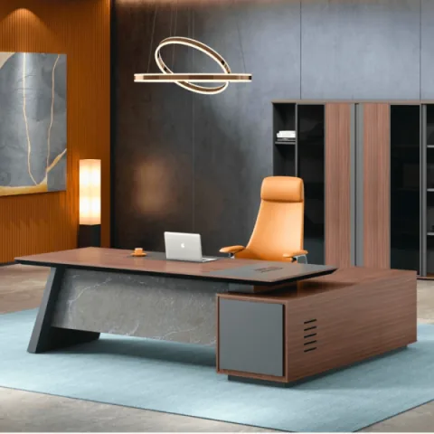 Bureau de Direction Design Contemporain avec Retour Latéral