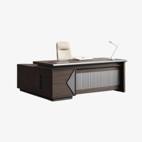Bureau de gestion prestige avec façade rainurée et caisson latéral