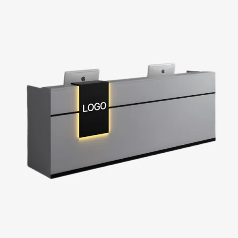 Desk d’accueil professionnel en finition mate avec éclairage intégré