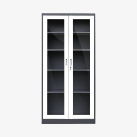 Armoire de rangement avec portes en verre sécurisé