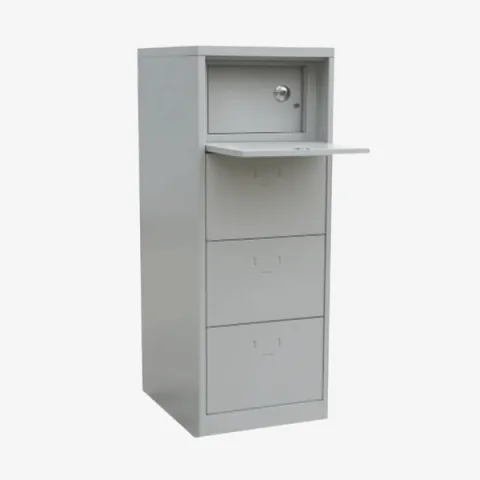 Mobilier métallique avec compartiments et porte abattante