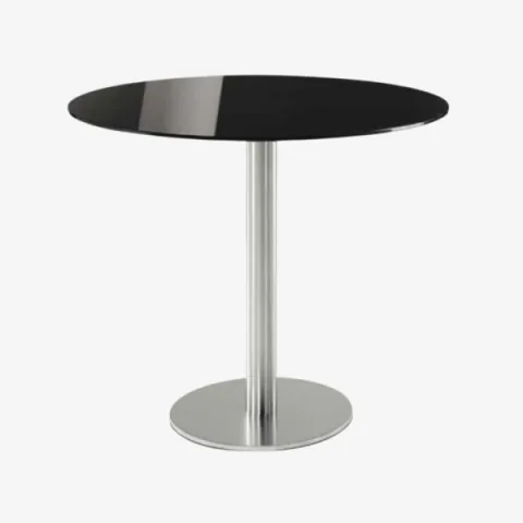 Table de réunion ronde avec plateau en verre trempé