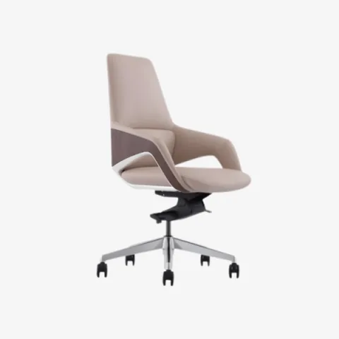 Fauteuil de direction en cuir biege