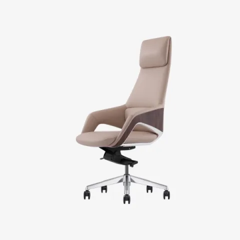 Fauteuil président en cuir biege