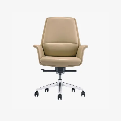 Fauteuil de direction en cuir taupe