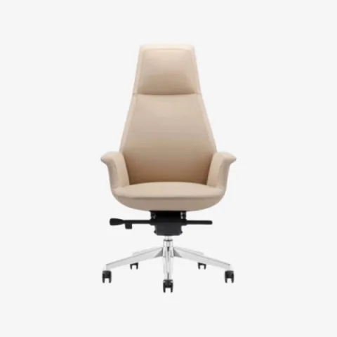 Fauteuil président en cuir taupe
