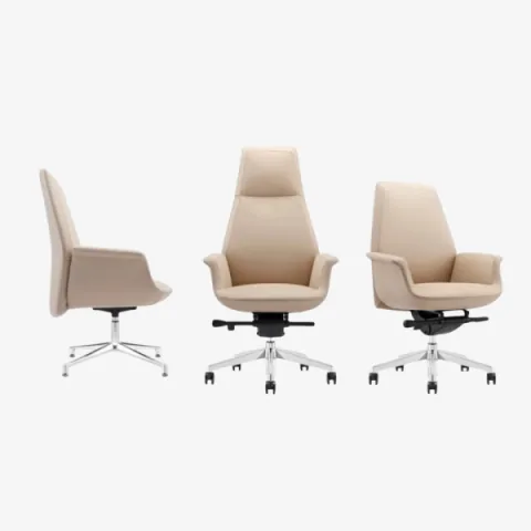 Ensemble Fauteuil en cuir taupe