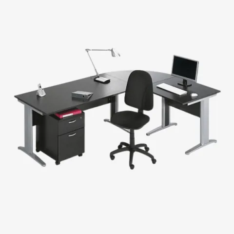 Bureau semi métallique avec angle de laison 90°