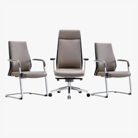 Ensemble Fauteuil en cuir taupe